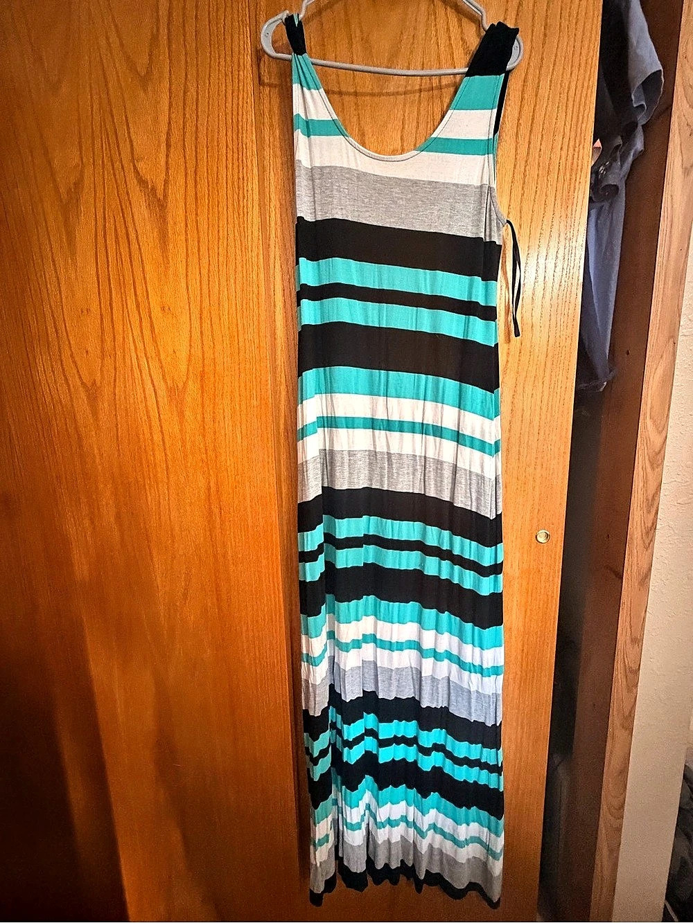Merona Striped Maxi Dress in Blue & Black Size Large Like New